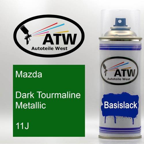 Mazda, Dark Tourmaline Metallic, 11J: 400ml Sprühdose, von ATW Autoteile West.